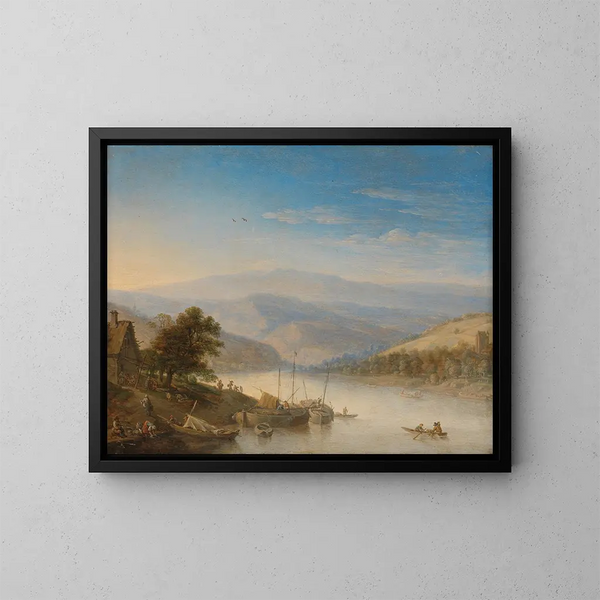 Vue sur le Rhin près d'Andernach - Herman Saftleven — indrammet kunstværk på væggen