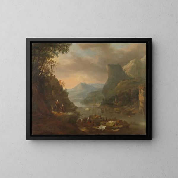 Vue de rivière dans une région montagneuse - Herman Saftleven — indrammet kunstværk på væggen