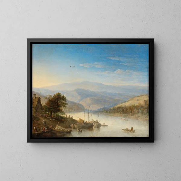 Vue du Rhin près d'Andernach - Herman Saftleven — indrammet kunstværk på væggen