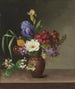 Græsk-inspireret maleri af vase med iris, lilas og kaprifolium - Hermania Neergaard — visning af kunstværket