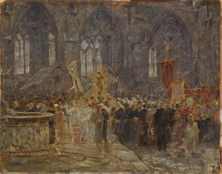 Hermann Braun - Prozession vor einer Kirche.webp