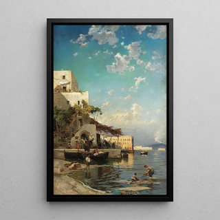 Hermann David Salomon Corrodi - Abendliches Treffen der Fischer in einer Taverne von Mergellina bei Neapel.webp