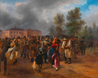 "Afgang af de frivillige i Wien i 1849" af Hermann Kowalski — visning af kunstværket