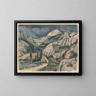 Saint-Guilhem-le-Désert, Hérault, cirque du Bout du Monde - Hermann Lismann — indrammet kunstværk på væggen