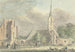 Kirke og ruin af klosteret i Rijnsburg - Hermanus Petrus Schouten — visning af kunstværket