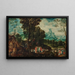 Saint Jean-Baptiste prædiker i ørkenen med dåben af Kristus i baggrunden - Herri met de Bles — indrammet kunstværk på væggen