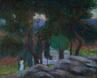 En aften om foråret i livet omkring 1890 - Hippolyte Petitjean — visning af kunstværket