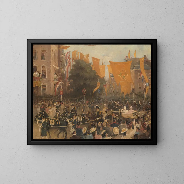 L'entrance af dronning Wilhelmines til Amsterdam i 1898 - Hobbe Smith — indrammet kunstværk på væggen