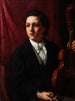 En ung musikerinde med sin violin Portræt af fru Rung 1854-1914 - Holger Roed — visning af kunstværket