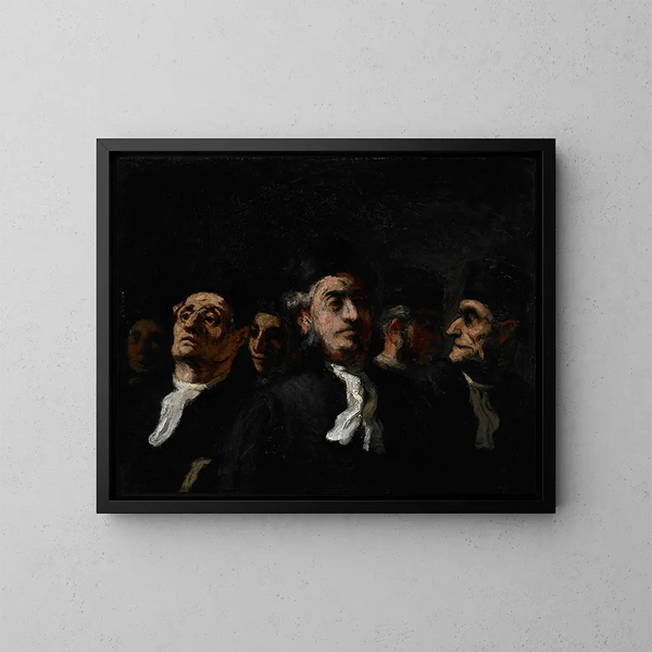 En advokatmøde - Honoré Daumier — indrammet kunstværk på væggen