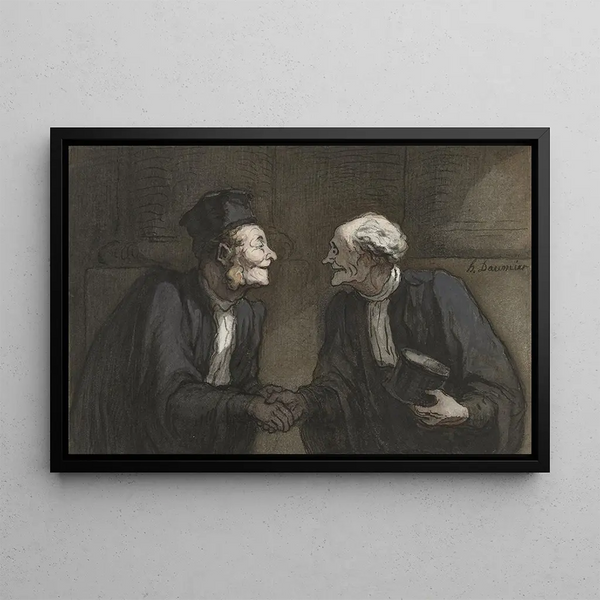 To advokater, håndtrykket - Honoré Daumier — indrammet kunstværk på væggen