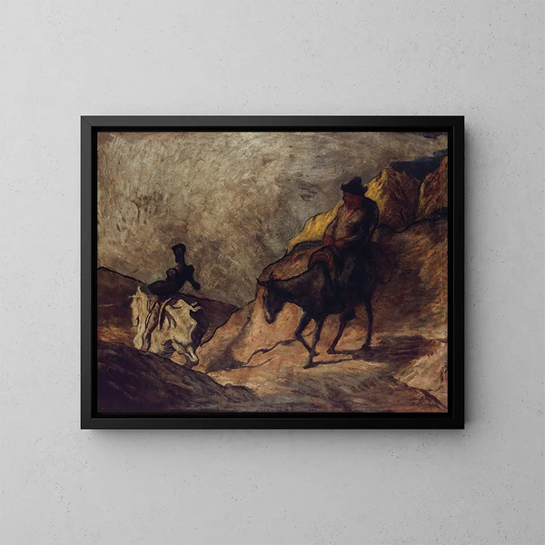 Don Quichotte og Sancho Panza - Honoré Daumier — indrammet kunstværk på væggen
