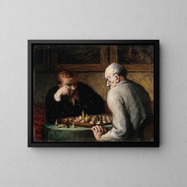 Skakspillere - Honoré Daumier — indrammet kunstværk på væggen