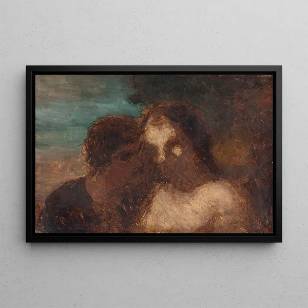 La Confidence eller Judas kys - Honoré Daumier — indrammet kunstværk på væggen