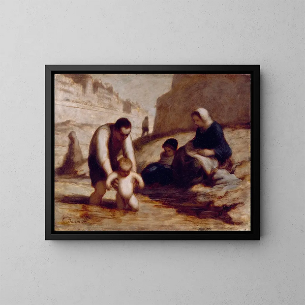 Le Premier Bain - Honoré Daumier — indrammet kunstværk på væggen