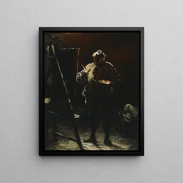 "Maleren ved sit staffeli" - Honoré Daumier — indrammet kunstværk på væggen