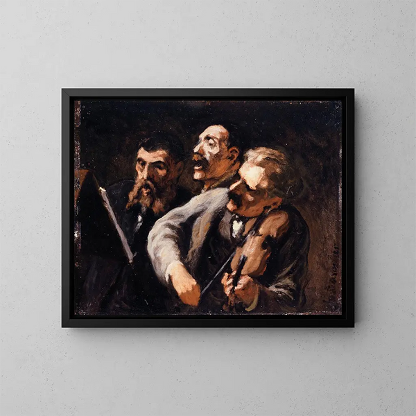 Trio af amatører - Honoré Daumier — indrammet kunstværk på væggen