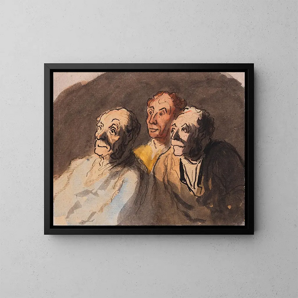 Tre tilskuere - Honoré Daumier — indrammet kunstværk på væggen
