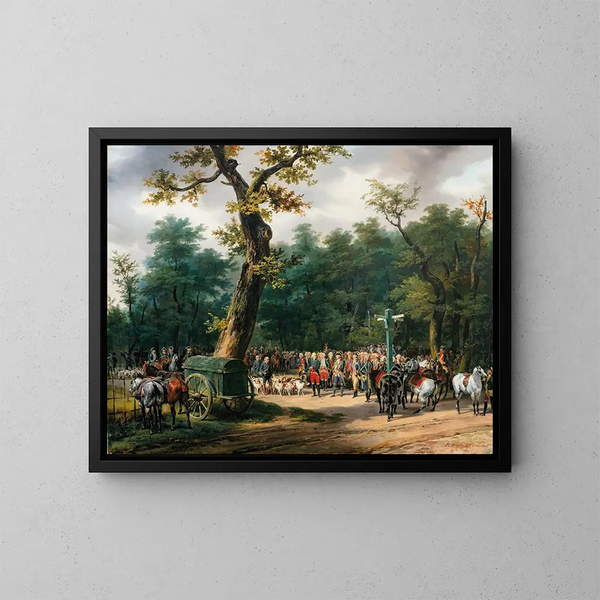 La dernière chasse de Louis XVI à Fontainebleau - Horace Vernet — indrammet kunstværk på væggen