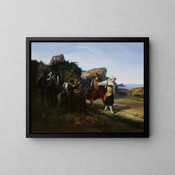 Le brigand trahi - Horace Vernet — indrammet kunstværk på væggen
