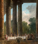 En festmåltid i ruinerne af et tempel - Hubert Robert — visning af kunstværket