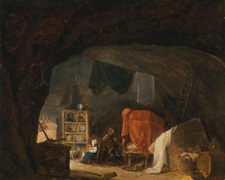 En familie i en hule - Hubert Robert — visning af kunstværket