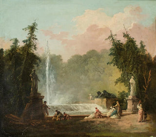 En fontæne i en park - Hubert Robert — visning af kunstværket