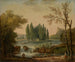 Vue du parc d'Ermenonville avec la tombe de Jean-Jacques Rousseau et le Temple de la Philosophie - Hubert Robert — visning af kunstværket
