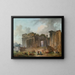 Et arkitektonisk indfald med en kunstner skitserende i forgrunden - Hubert Robert — indrammet kunstværk på væggen