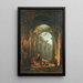 det klassiske ruinmaleri med soldater, der leger - Hubert Robert — indrammet kunstværk på væggen
