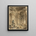 et galleri med buede søjler og en siddende antik statue - Hubert Robert — indrammet kunstværk på væggen