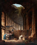 Ermite i Colosseum - Hubert Robert — visning af kunstværket