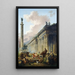 Vue imaginaire de Rome med statue équestre de Marc Aurèle, colonne de Trajan og un temple - Hubert Robert — indrammet kunstværk på væggen