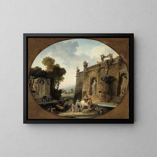 L'Abreuvoir - Hubert Robert — indrammet kunstværk på væggen