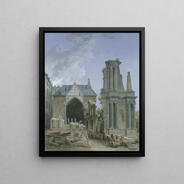 L'Église des Feuillants en démolition - Hubert Robert — indrammet kunstværk på væggen