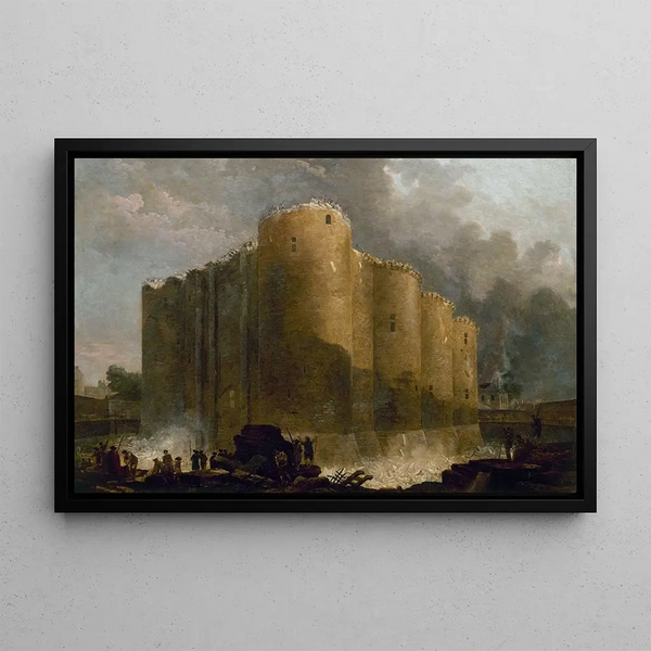 La Bastille i de første dage af nedrivningen - Hubert Robert — indrammet kunstværk på væggen