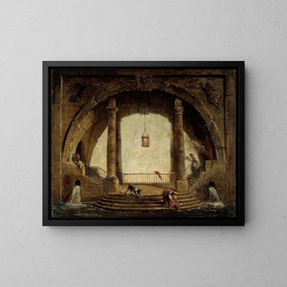La Fontaine - Hubert Robert — indrammet kunstværk på væggen
