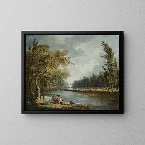 La Marne à Charenton og Moulin de Charenton - Hubert Robert — indrammet kunstværk på væggen
