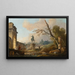 Landskab med Ruiner og skulpturen af Marcus Aurelius - Hubert Robert — indrammet kunstværk på væggen