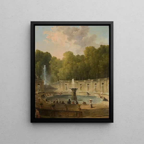 Lavandières i en park - Hubert Robert — indrammet kunstværk på væggen