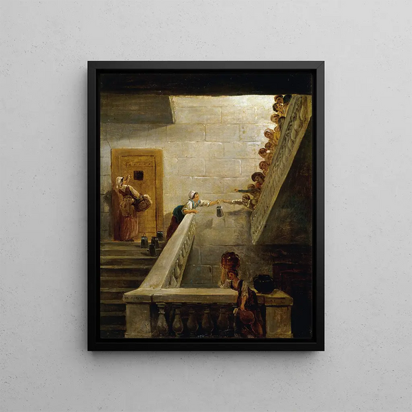 Le Ravitaillement des prisonniers à la prison de Saint - Lazare - Hubert Robert — indrammet kunstværk på væggen