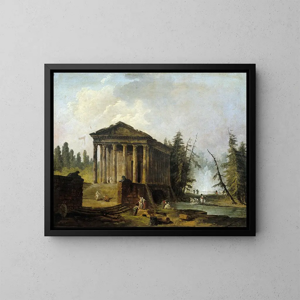 Det antikke tempel - Hubert Robert — indrammet kunstværk på væggen