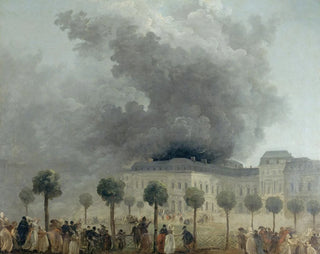 L'kunsttryk af Opera-Branden set fra Palais-Royal-haverne den 8. juni 1781 - Hubert Robert — visning af kunstværket