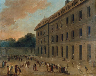 Saint-Lazare-fængslets fangeleg, ballonspillet - Hubert Robert — visning af kunstværket