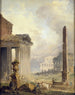 det romerske forum med Colosseum og obelisk - Hubert Robert — visning af kunstværket
