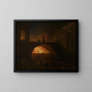 L'incendie de Rome - Hubert Robert — indrammet kunstværk på væggen