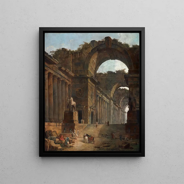 Les Fontaines - Hubert Robert — indrammet kunstværk på væggen