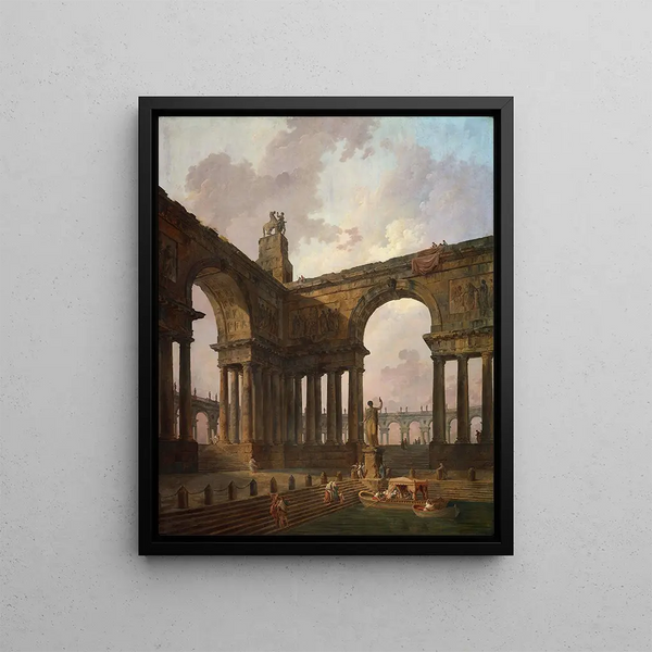 Le lieu d'attergængelsen - Hubert Robert — indrammet kunstværk på væggen