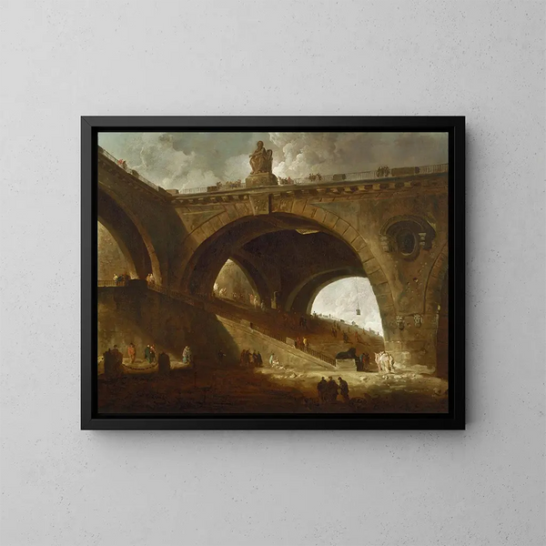 Le Vieux Pont - Hubert Robert — indrammet kunstværk på væggen