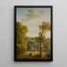et maleri Vue d'une cour de jardin clos avec une femme nourrissant des poules et d'autres personnages au premier plan - Hubert Robert — indrammet kunstværk på væggen